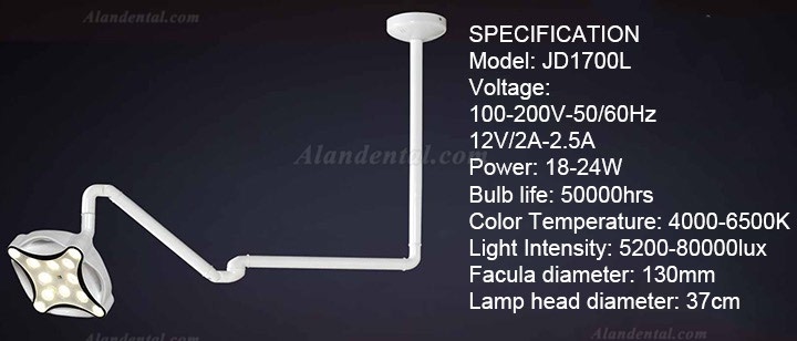 Micare JD1700L LED Dental Surgical Lamp Shadowless Light Operation Lamp Ceiling Mounted